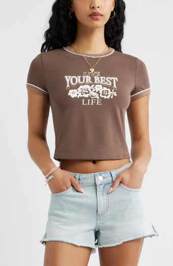 Ringer Crop Graphic Baby Tee