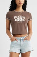 BP. Ringer Crop Graphic Baby Tee