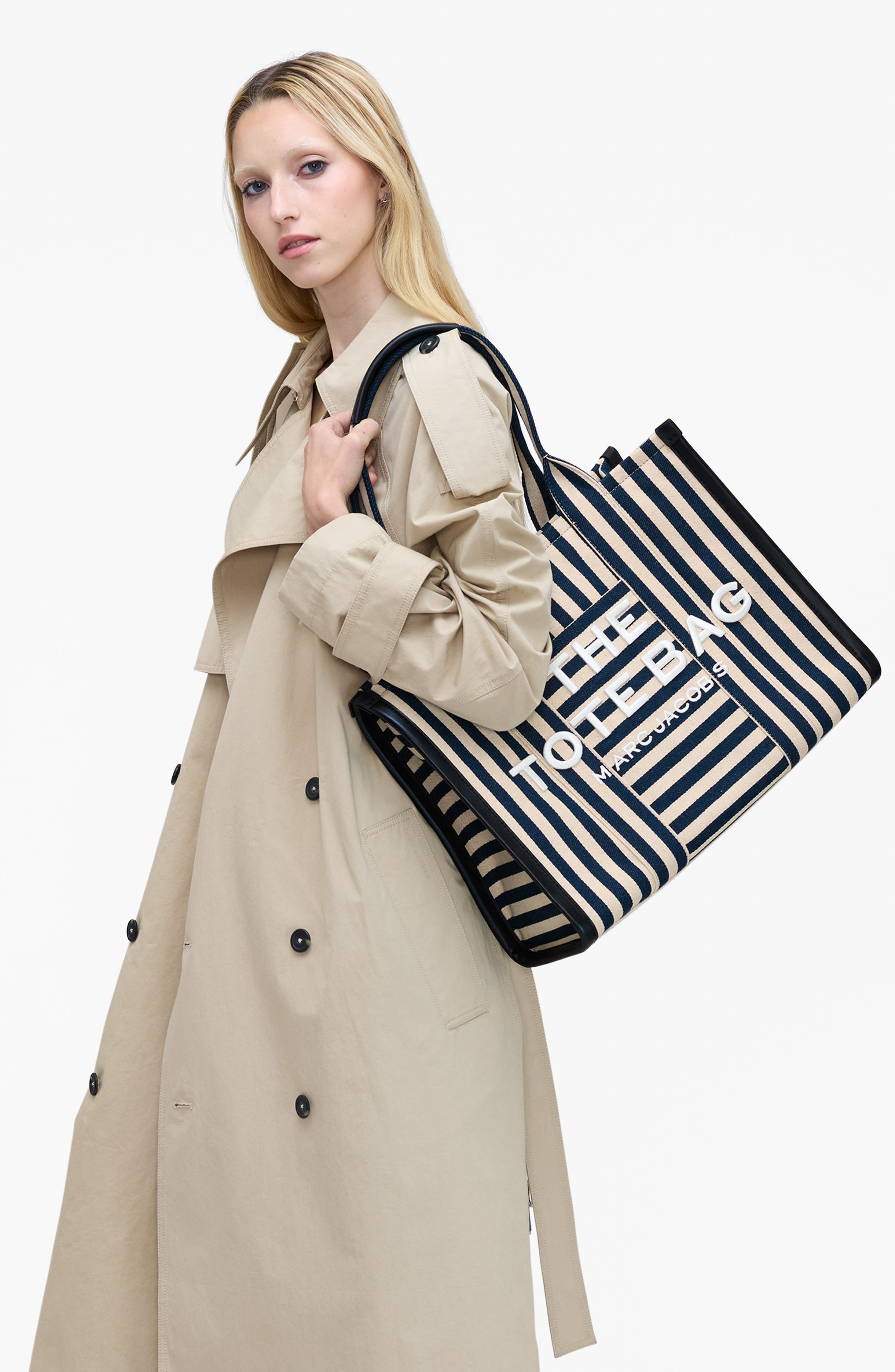 Marc Jacobs The Stripe Canvas Large Tote Bag, Alternate, color, Blue Sea Multi