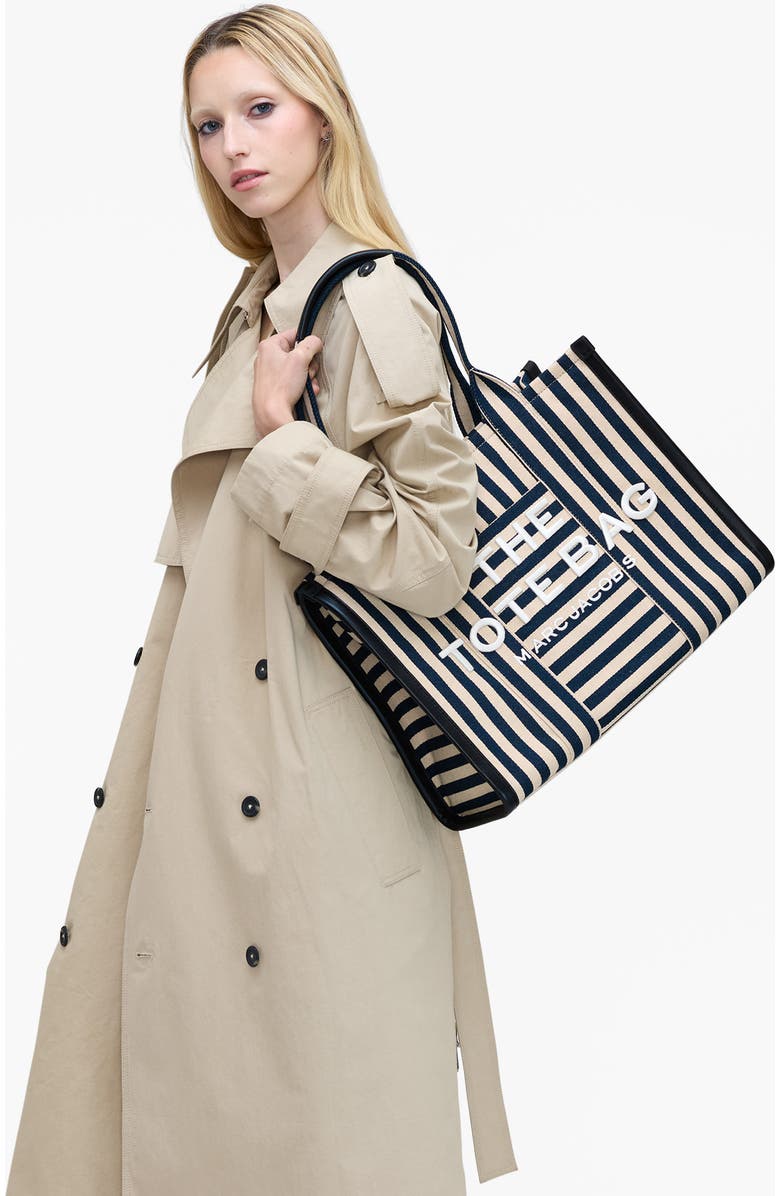 Marc Jacobs The Stripe Canvas Large Tote Bag, Alternate, color, Blue Sea Multi