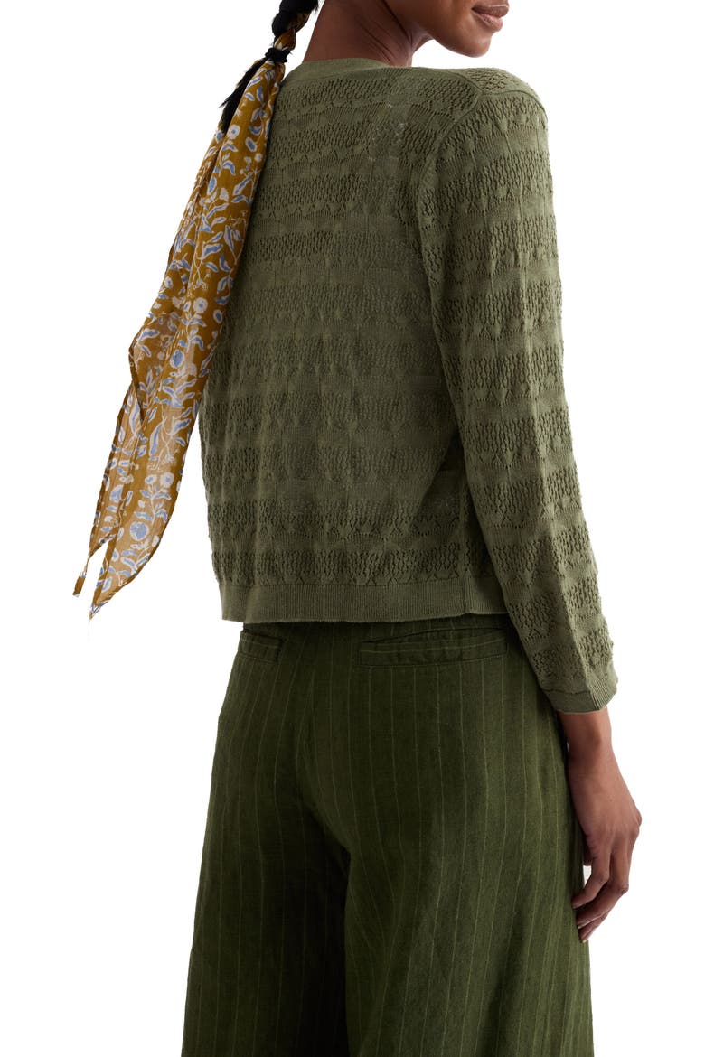 Sweet Day Pointelle Organic Cotton Cardigan, Alternate, color, AVOCADO