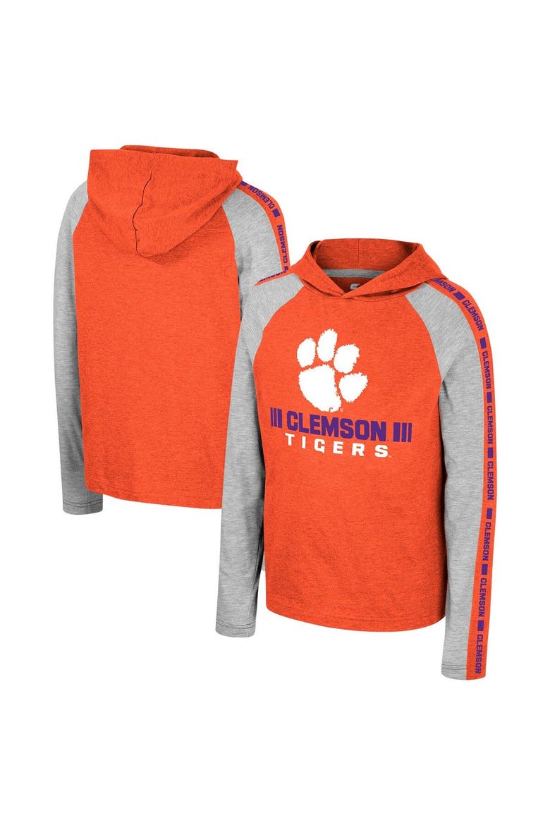 Youth Colosseum Orange Clemson Tigers Ned Raglan Long Sleeve Hooded T-Shirt, Main, color, Orange