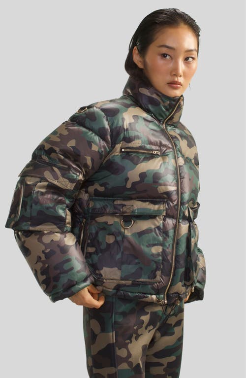 Cynthia Rowley Backcountry Puffer Jacket In Green Camo