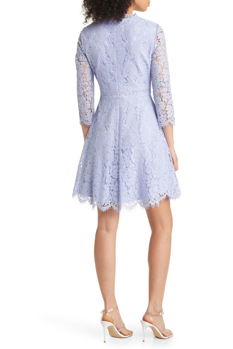 Long Sleeve Lace Fit & Flare Dress, Alternate, color, LIGHT BLUE