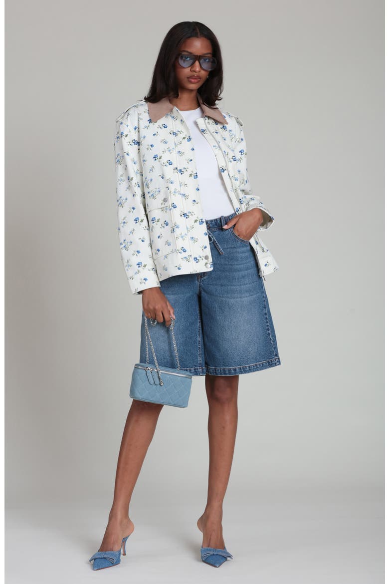 Mixed Media Twill Jacket, Alternate, color, VALLEY FLORAL CORNFLOWER