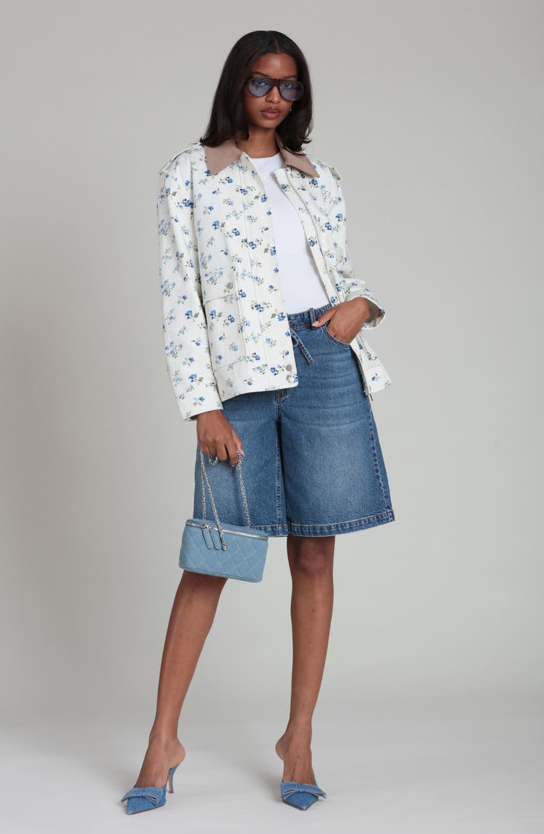 Bagatelle Mixed Media Twill Jacket, Alternate, color, Valley Floral Cornflower