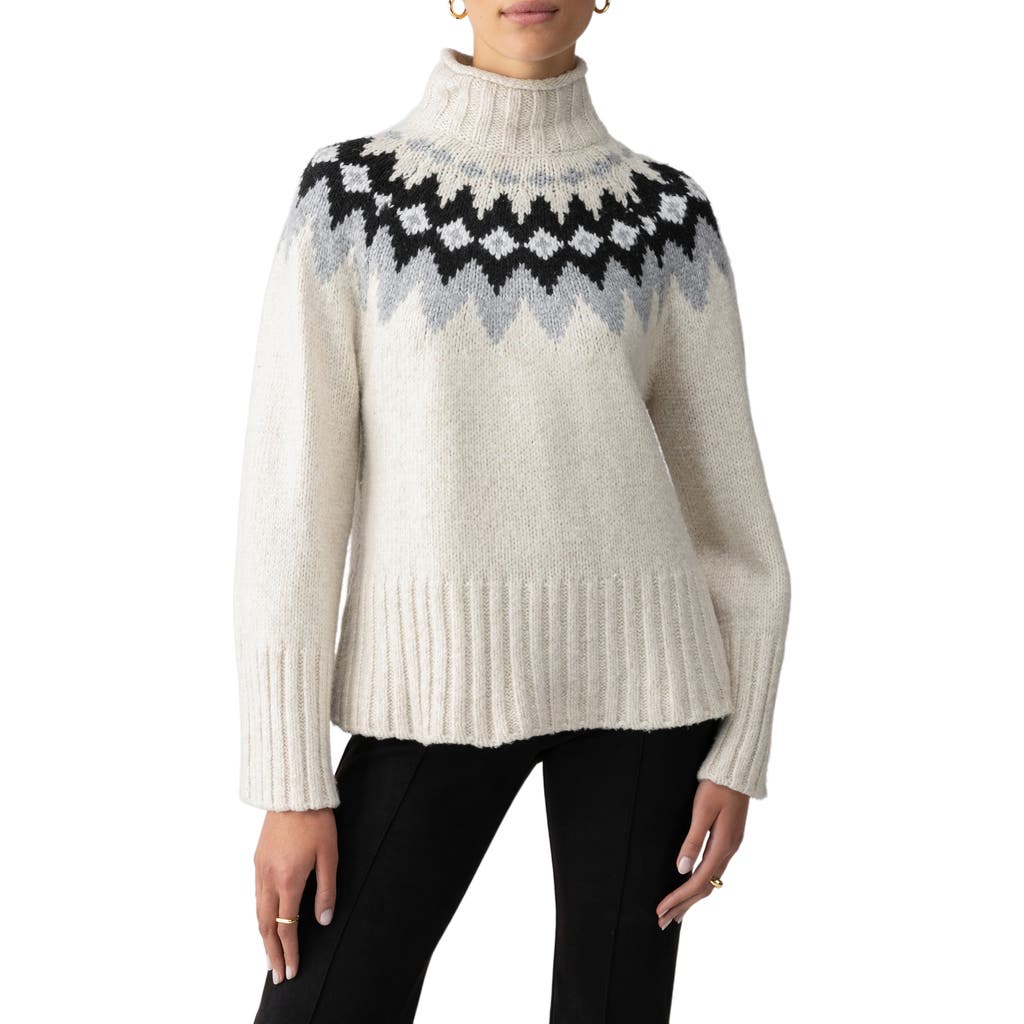 Sanctuary Women's Tis The Season Fair Isle Turtleneck Sweater In Toasted Almond
