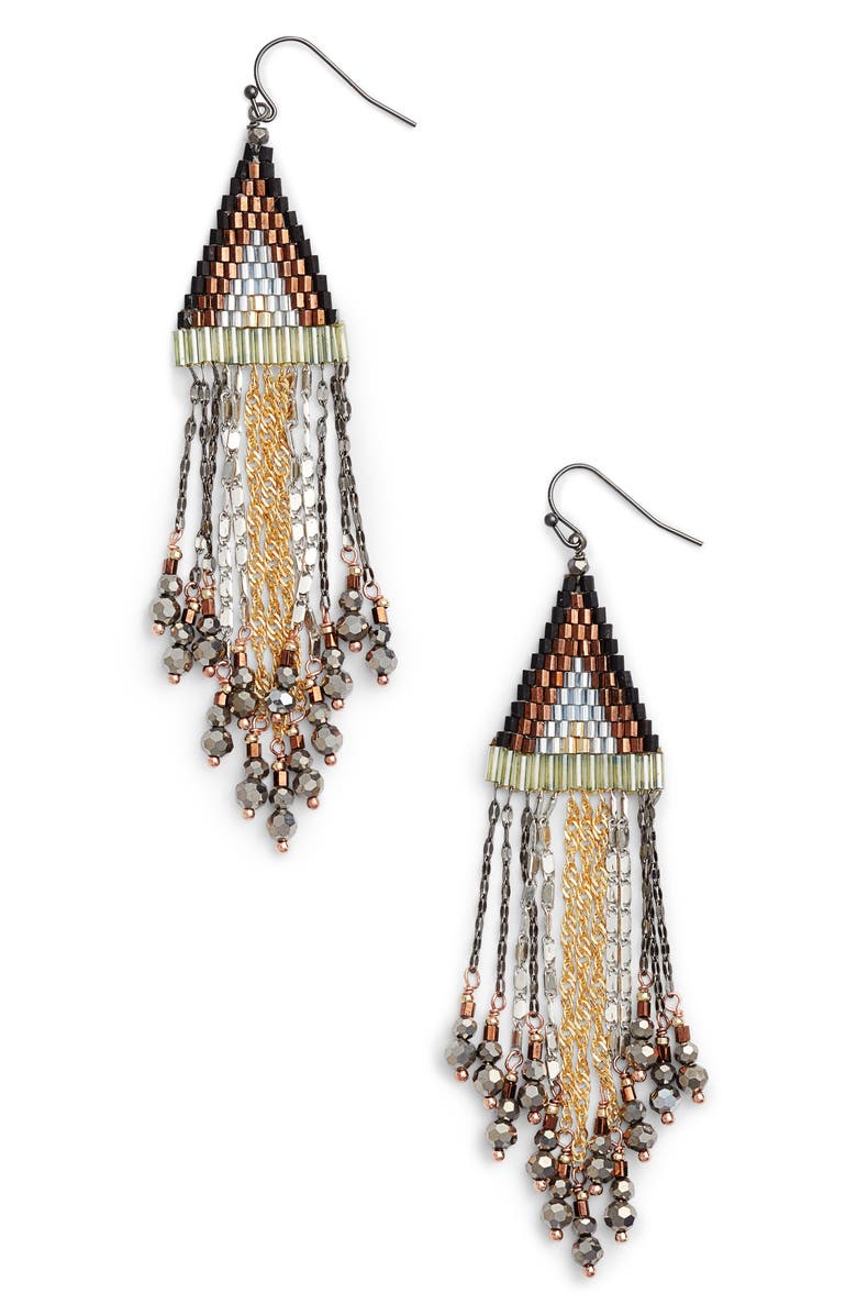 Nakamol Chicago Nakamol Design Triangle Fringe Earrings, Main, color,