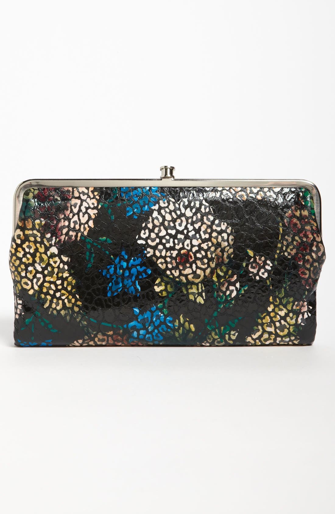 Lauren Leather Double Frame Clutch, Alternate, color, BLACK HOLIDAY