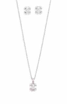 Nadri Bridesmaid Halo Emerald Cut Cubic Zirconia Pendant Necklace