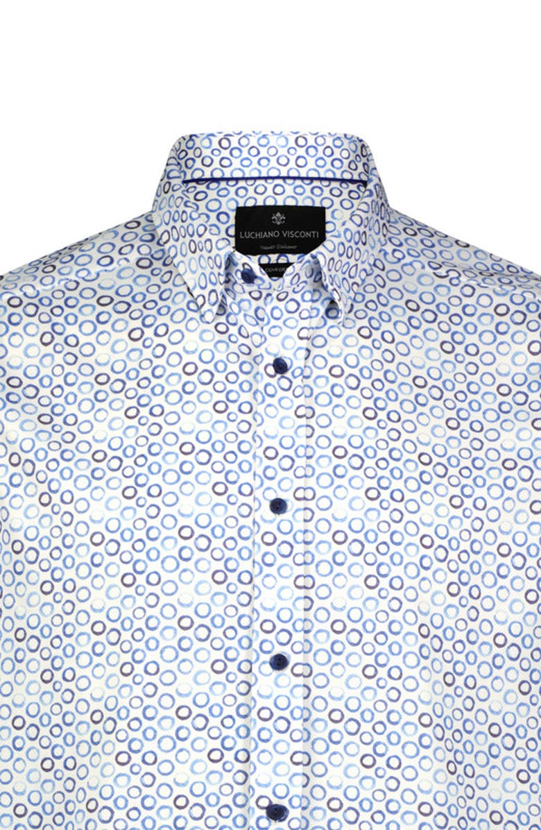 Luchiano Visconti Dots Print Short Sleeve Shirt, Alternate, color,