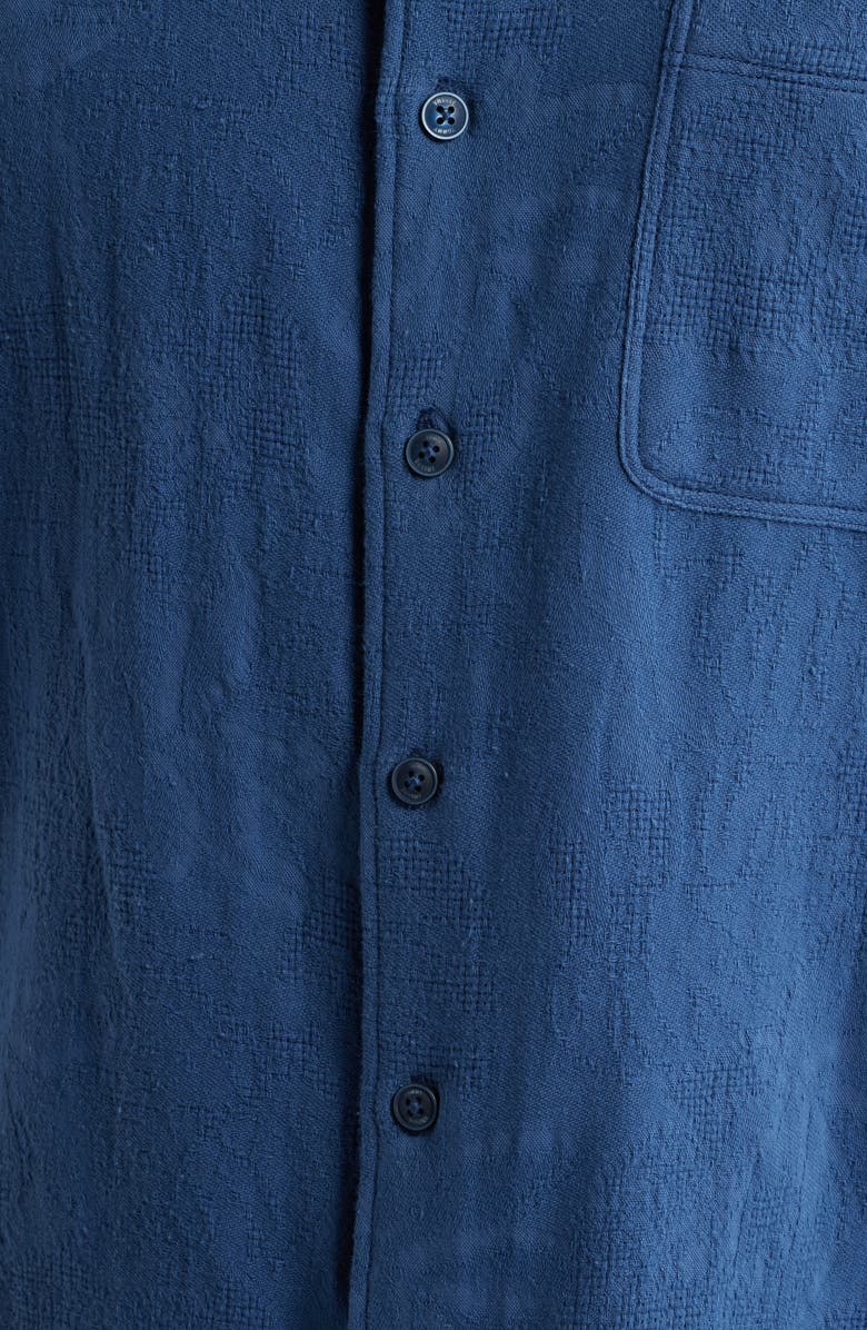 Tommy Bahama Breeze Island Short Sleeve Cotton Jacquard Button-Up Shirt, Alternate, color, Bering Blue