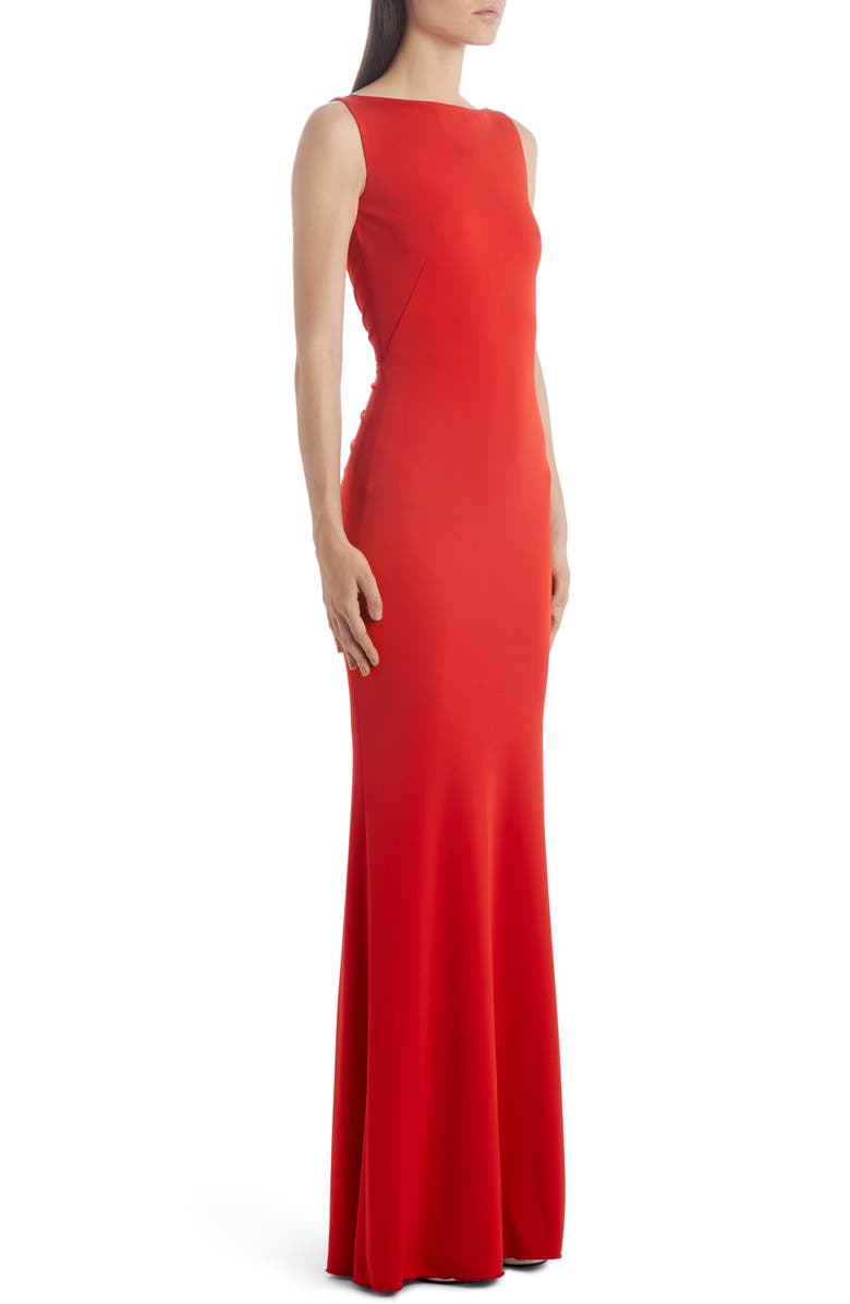 McQueen Alexander McQueen Ruched Back Jersey Gown, Alternate, color, 