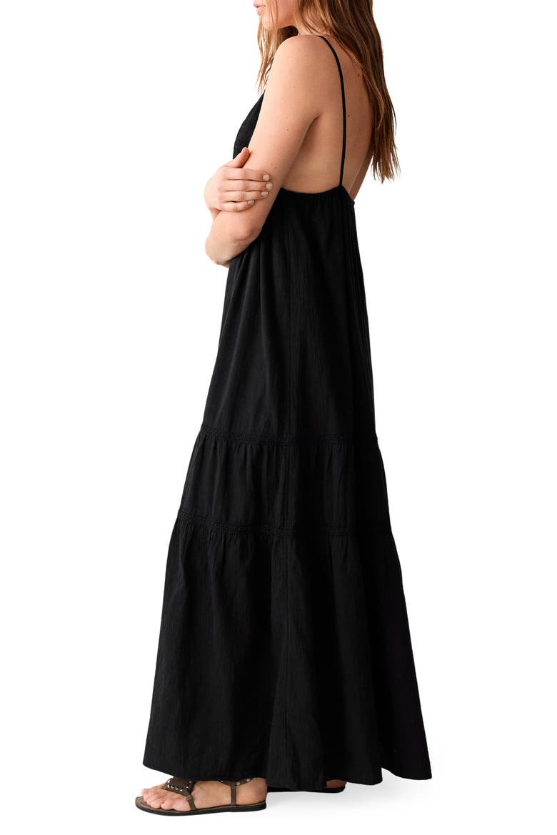 Embroidered Cotton Maxi Sundress, Alternate, color, BLACK