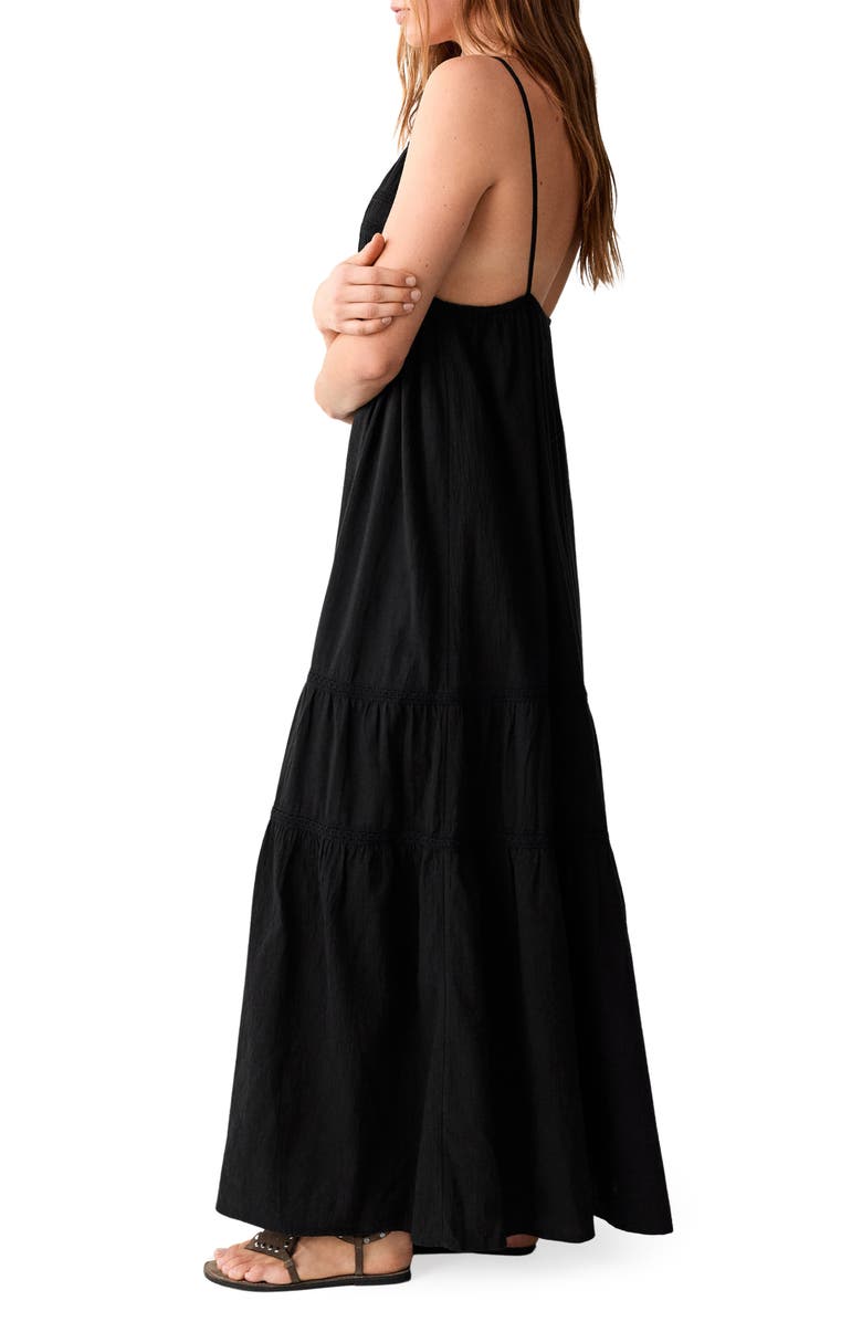 MANGO TEEN Embroidered Cotton Maxi Sundress, Alternate, color, Black
