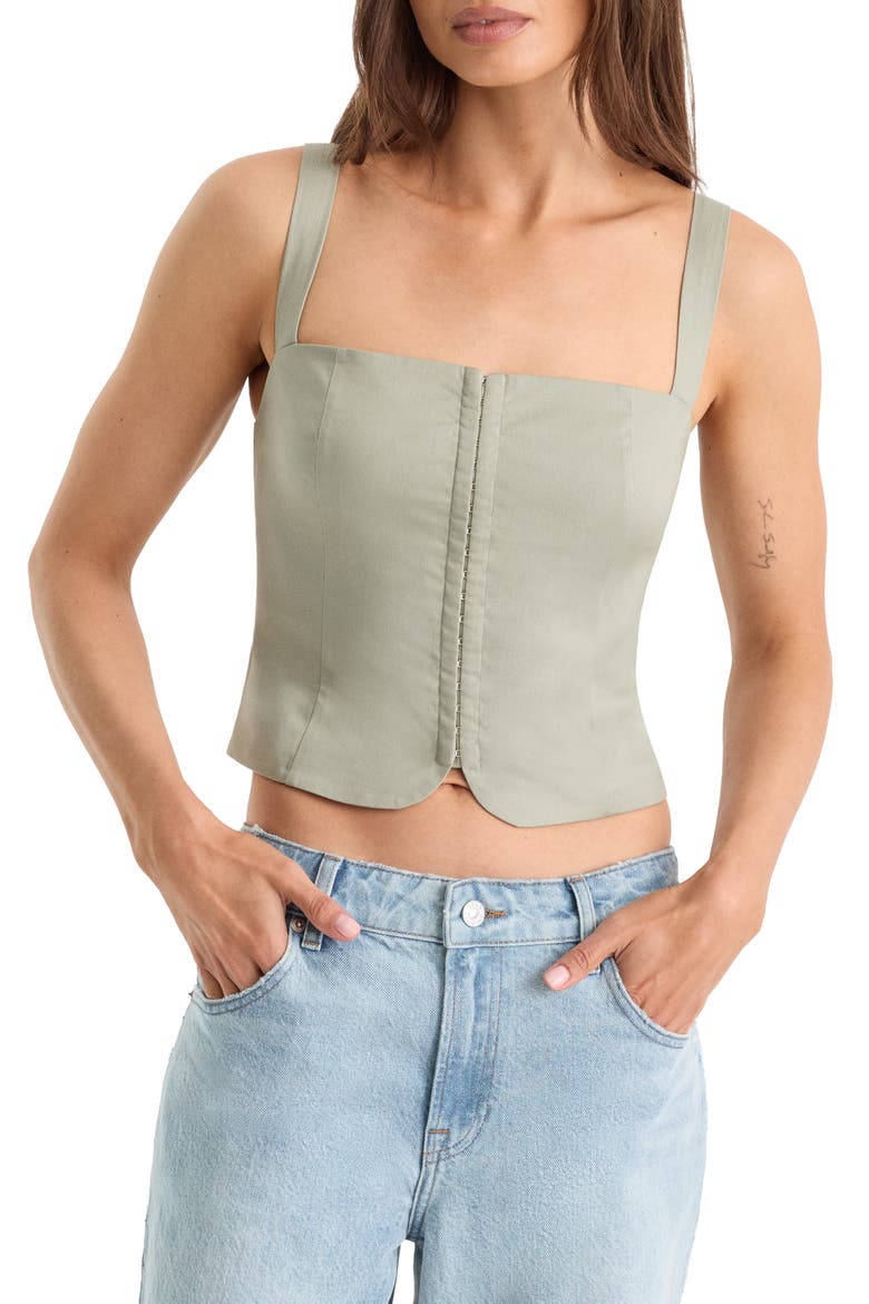 Square Neck Corset Top, Main, color, MOSSWELL
