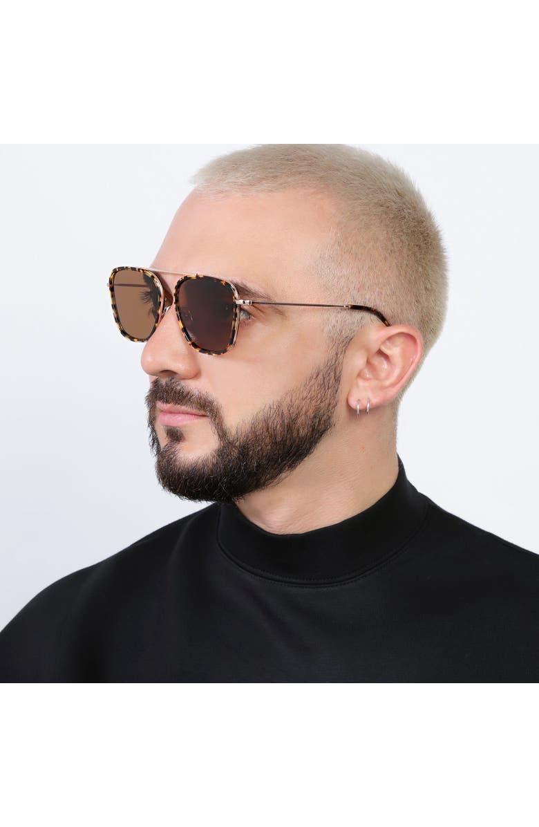 Illesteva Samos Ace Sunglasses, Alternate, color, Saffron Havana / Gold