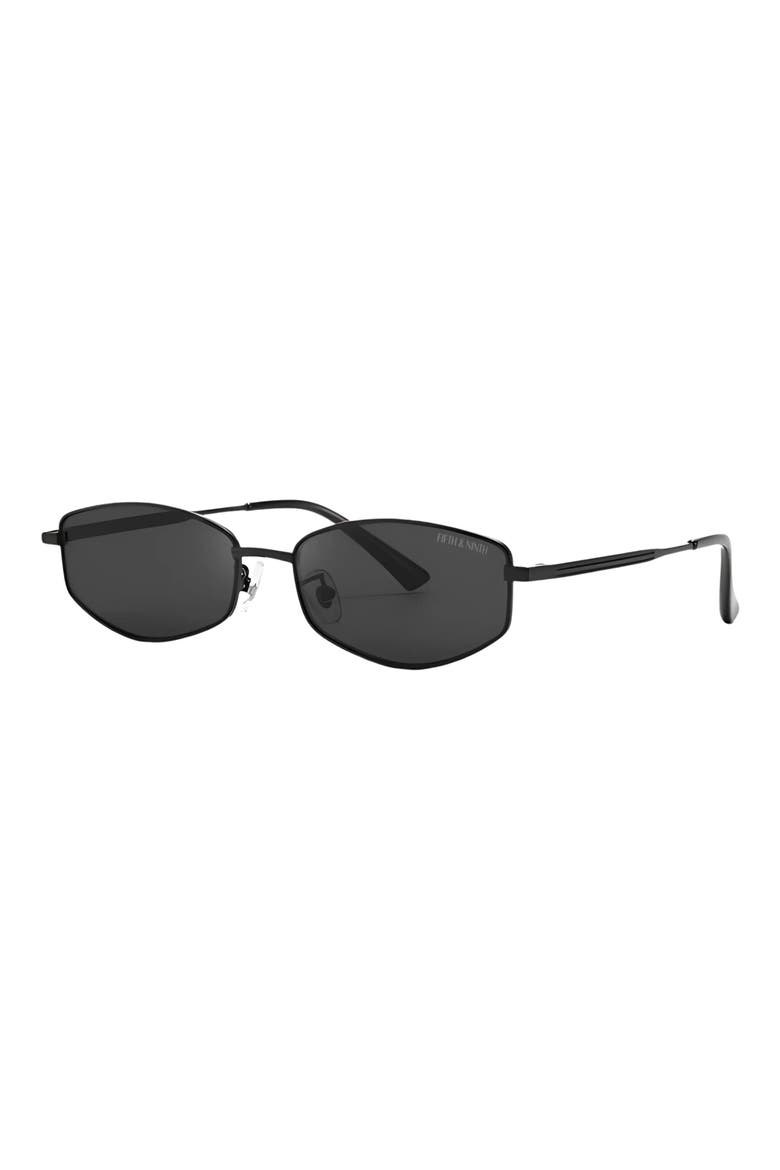 Rowan 53mm Polarized Geometric Sunglasses, Alternate, color, BLACK / BLACK