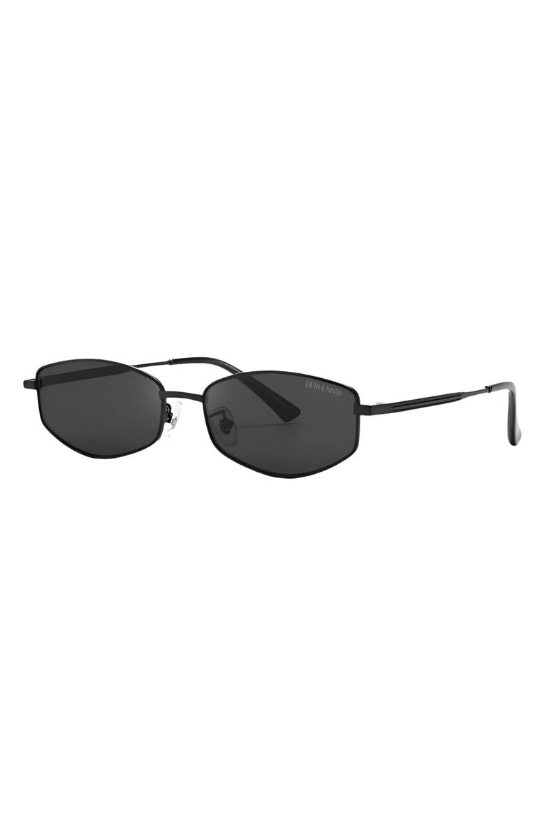 Fifth & Ninth Rowan 53mm Polarized Geometric Sunglasses, Alternate, color, Black / Black