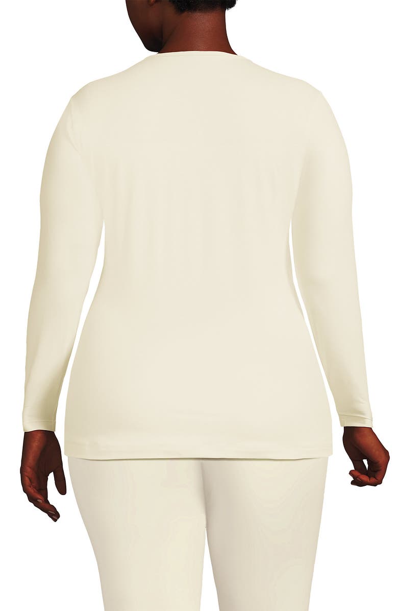 Lands' End Baselayer Cozy Thermaskin Crewneck Top, Alternate, color, Fresh Ivory