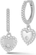 GLAZE JEWELRY Cubic Zirconia Heart Drop Huggie Hoop Earrings