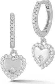 GLAZE JEWELRY Cubic Zirconia Heart Drop Huggie Hoop Earrings