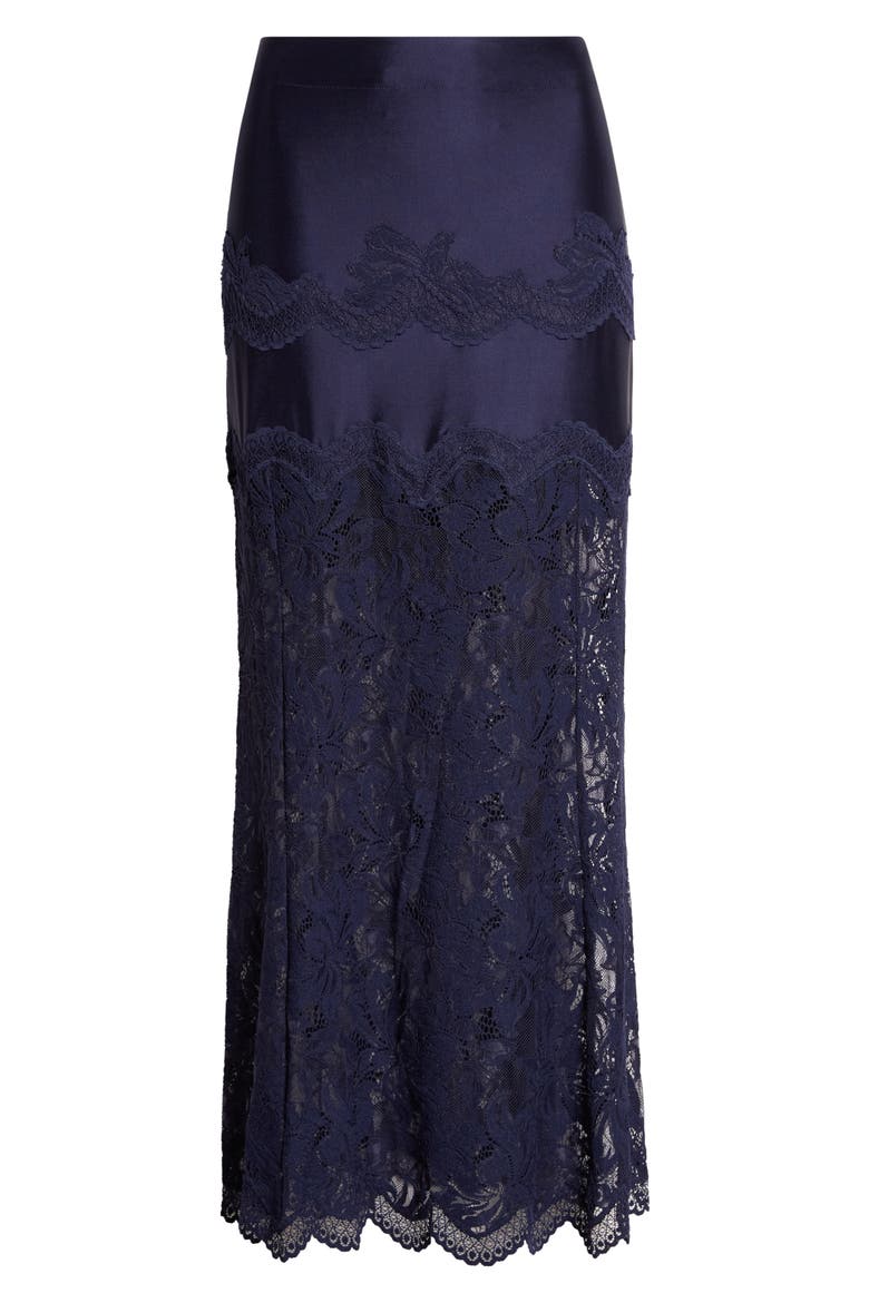 Jupe Lace & Jersey Skirt, Main, color, DEEP NAVY