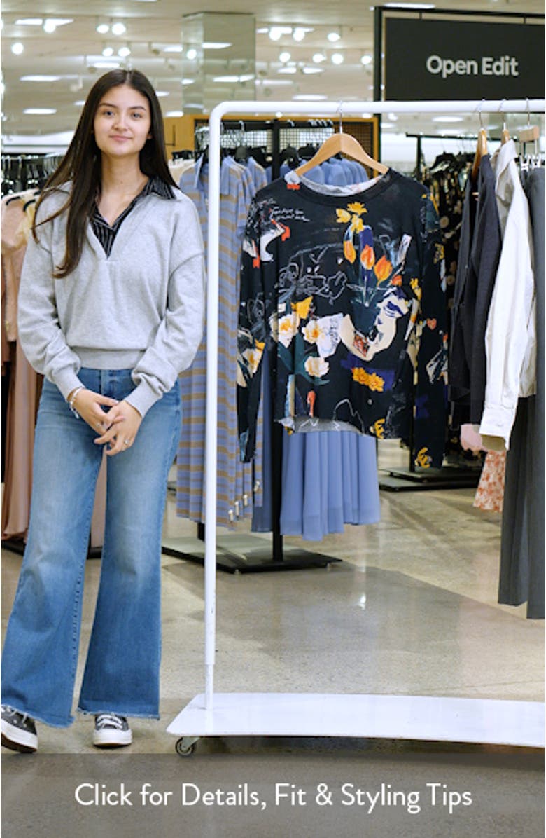 Floral Fine Gauge Crewneck Sweater, sales video thumbnail