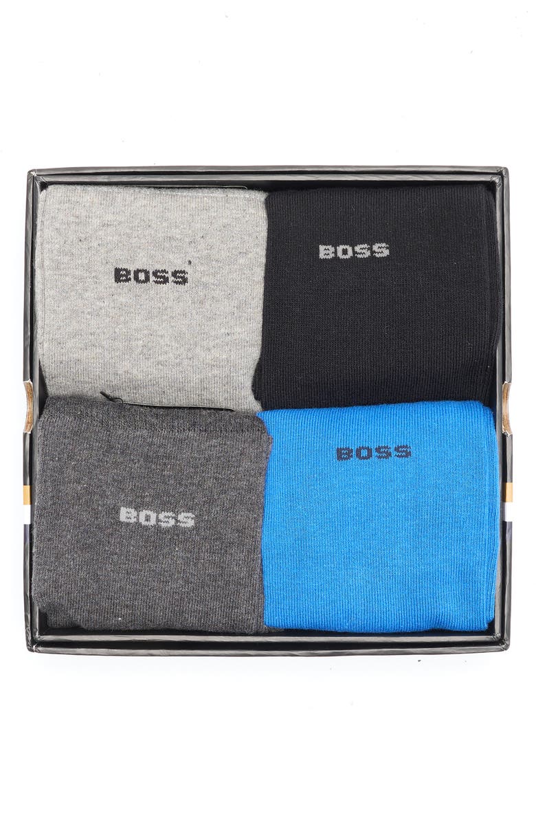 BOSS 4-Pack Assorted Crew Socks Gift Box, Alternate, color, Bright Blue