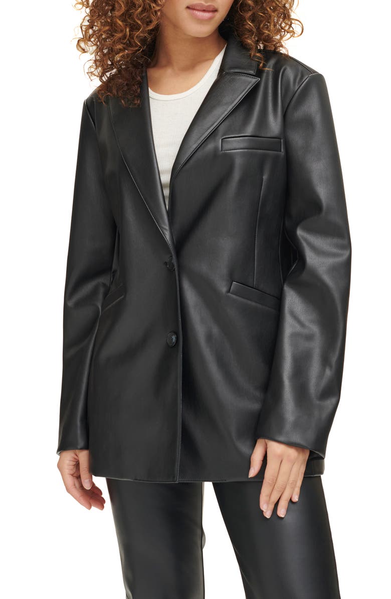 Levi's Faux Leather Blazer, Main, color, Black