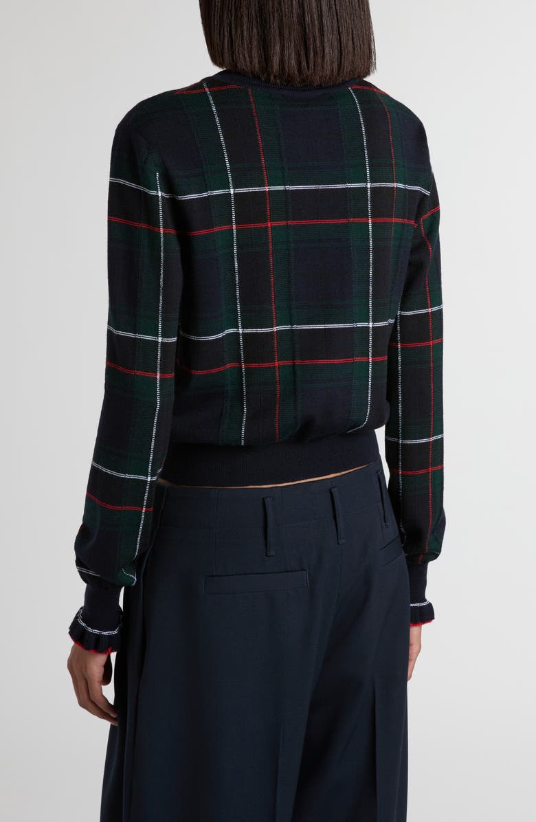 McQueen Check Wool Cardigan, Alternate, color, Navy/ Green/ Red