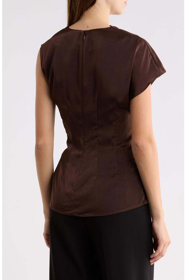 Draped Asymmetric Top, Alternate, color, CHOCOLATE