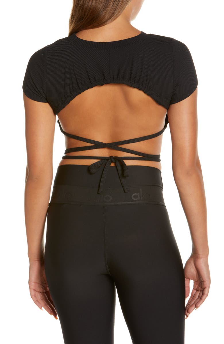 Alo Manifest Rib Wrap Crop Top, Alternate, color, 