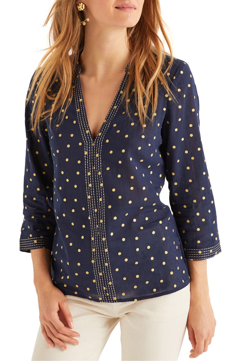 Boden Rosanna Metallic Embroidered Top, Main, color,