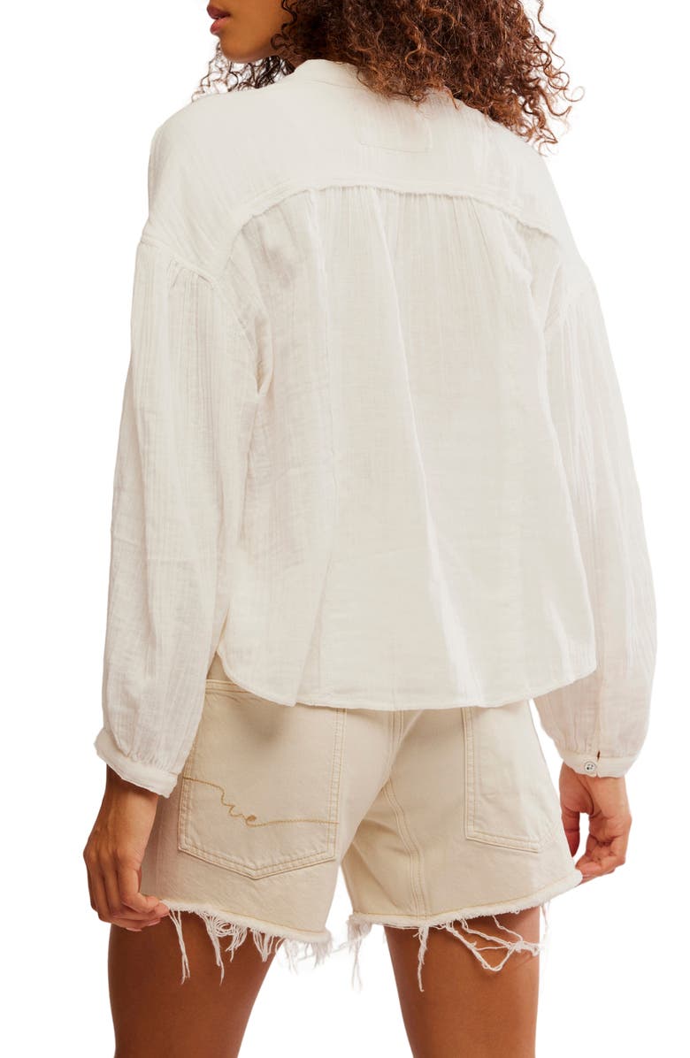 Free People Valley Cotton Doublecloth Button-Up Shirt, Alternate, color, Clean Ivory