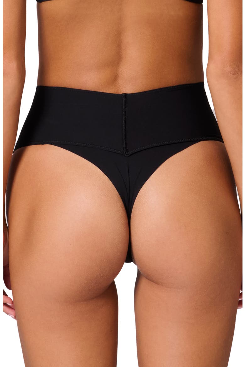Story High Waist Shaping Thong, Alternate, color, BLACK