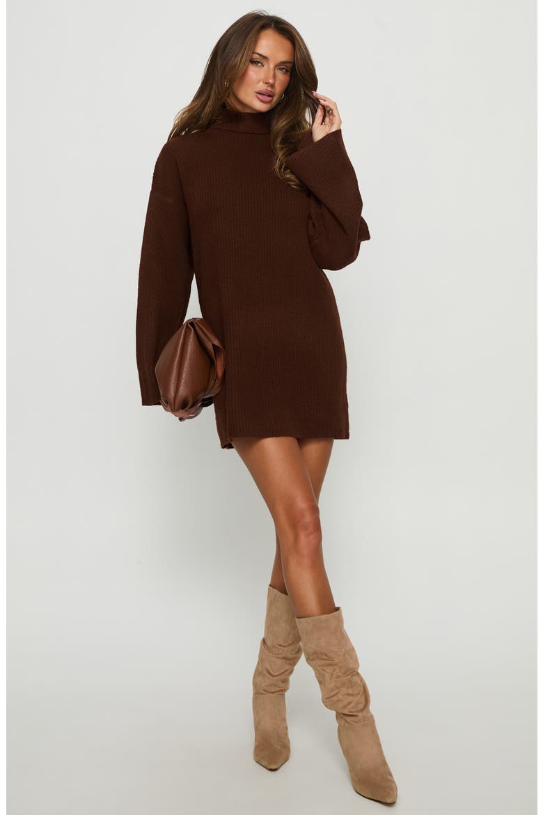 Sonelle Long Sleeve Knit Minidress, Alternate, color, CHOCOLATE
