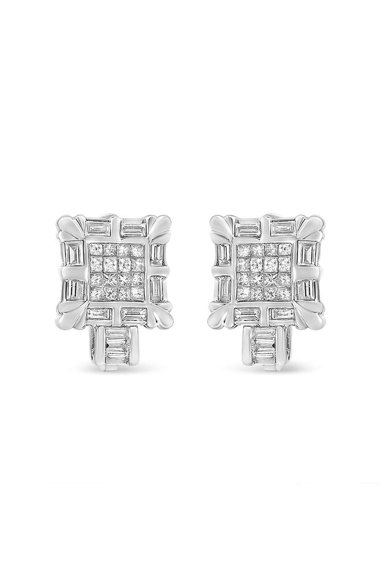 Haus of Brilliance 14K White Gold 1.0 Cttw Diamond Huggie Hoop Omega Earrings, Alternate, color, White