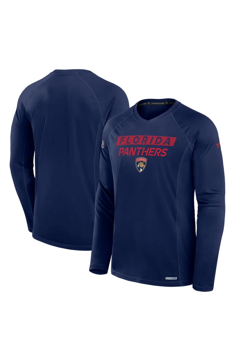 FANATICS Men's Fanatics Navy Florida Panthers Authentic Pro Rink Tech Long Sleeve T-Shirt, Main, color, 