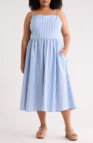 Renee C Stripe Fit & Flare Midi Dress