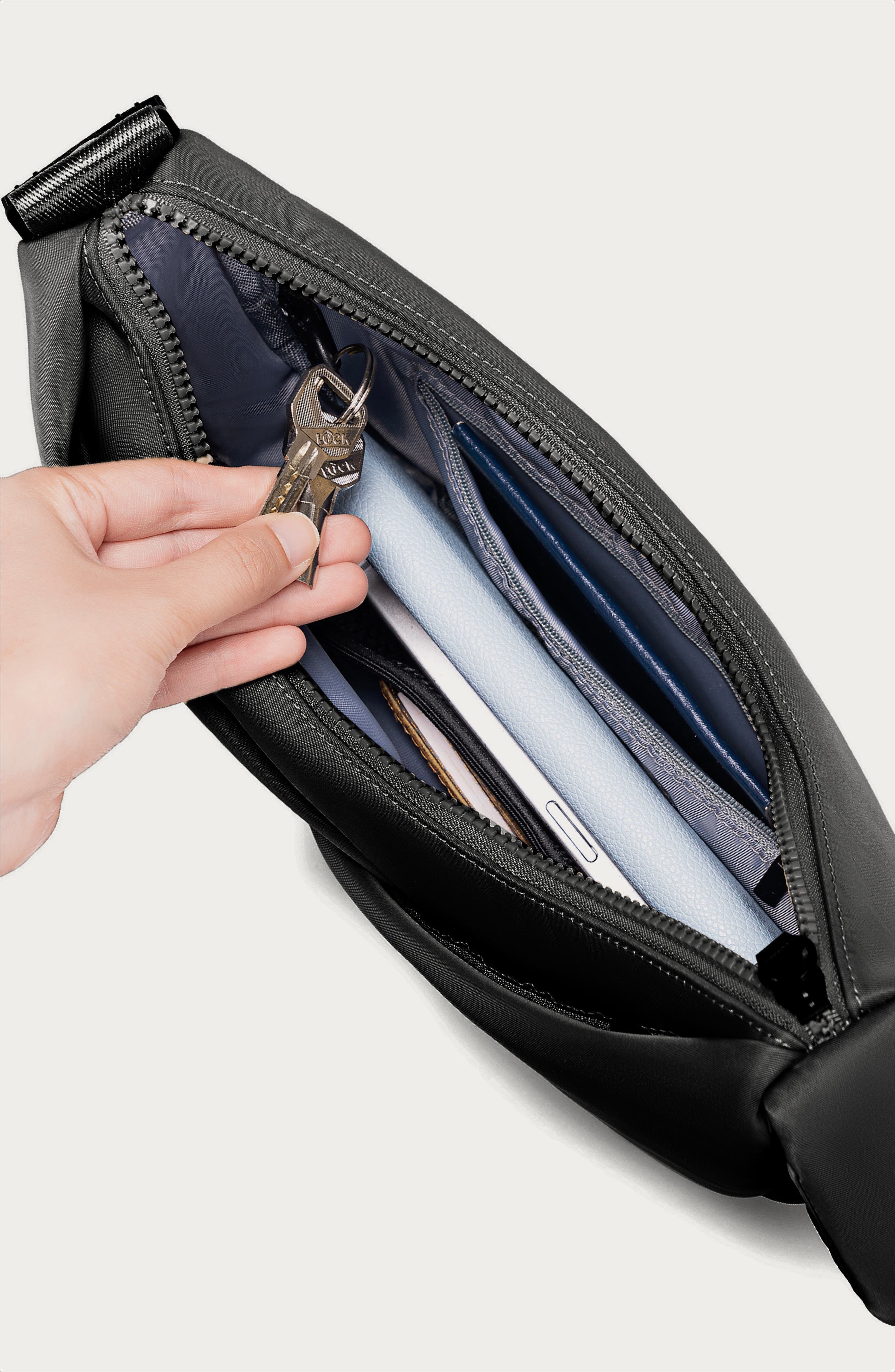 Origami Crescent Handbag Crossbody Bag For Women, Alternate, color, Black