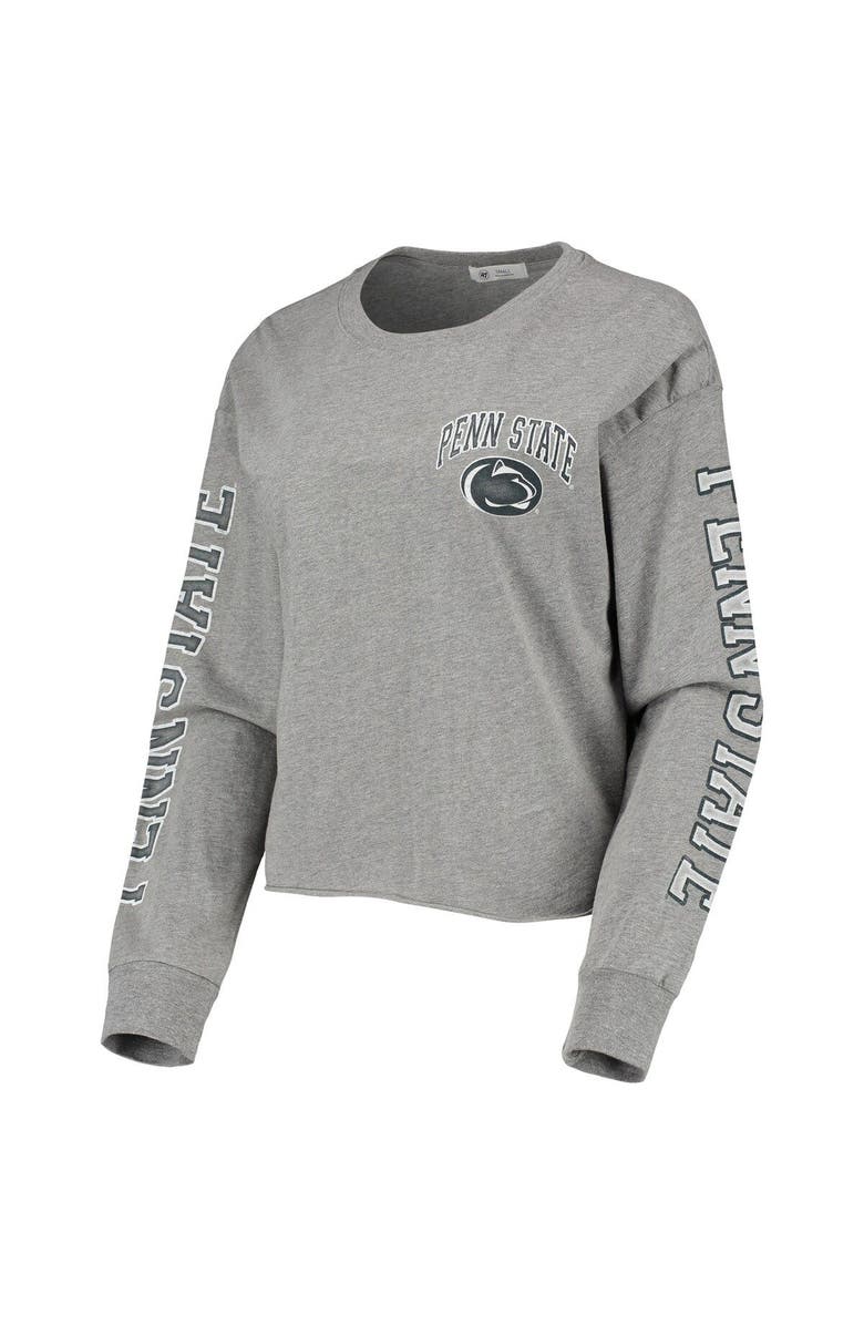 '47 Women's '47 Heathered Gray Penn State Nittany Lions Ultra Max Parkway Long Sleeve Cropped T-Shirt, Alternate, color, 
