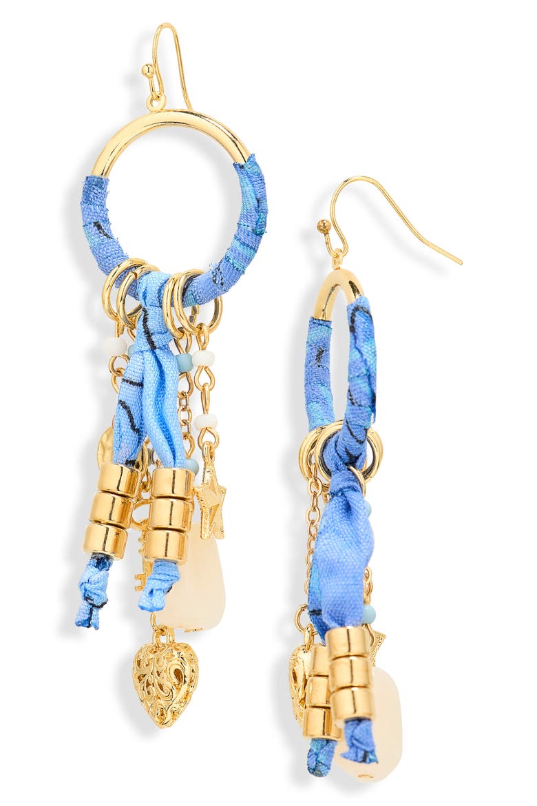 Bandana Charm Drop Earrings, Main, color, BLUE