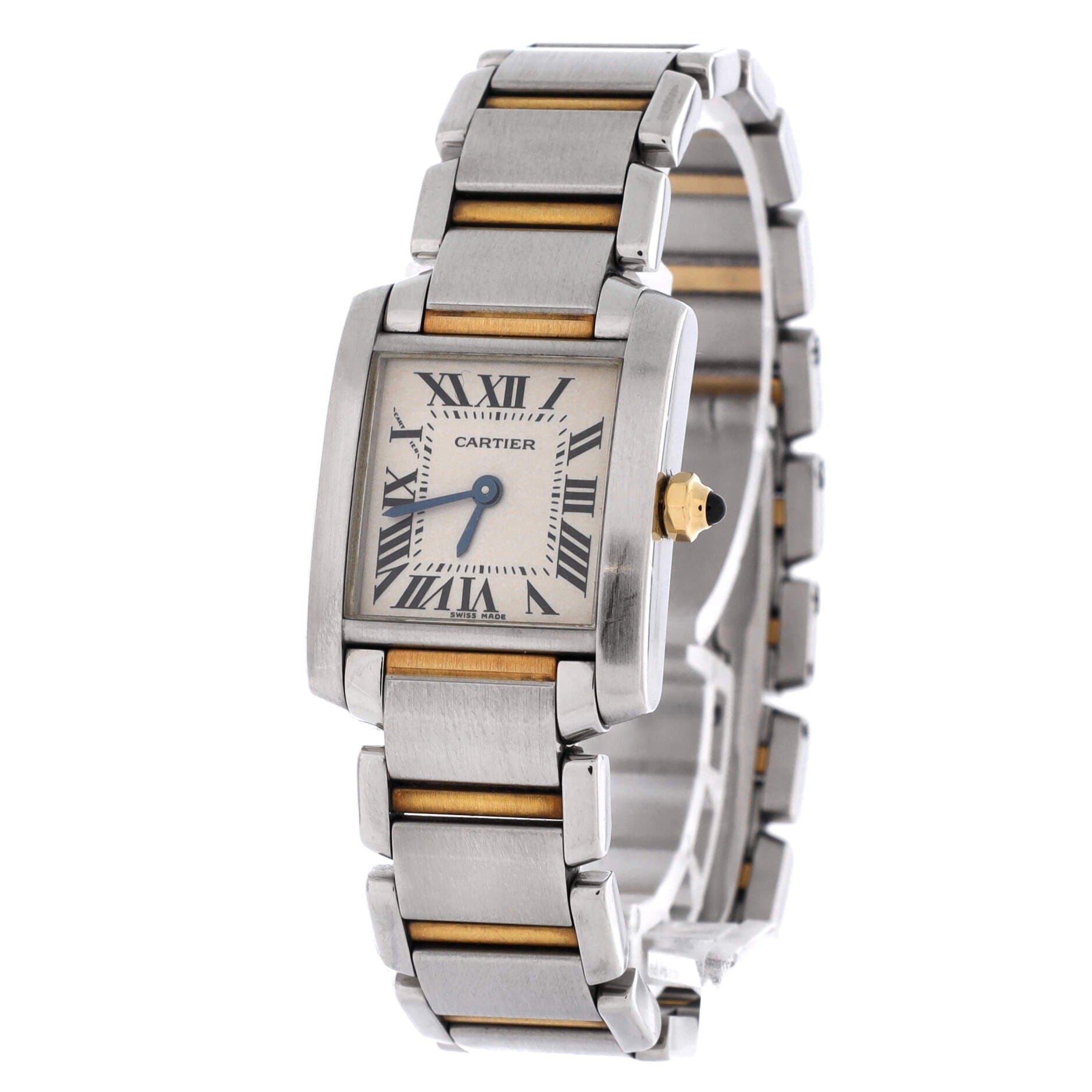 Tank Francaise Quartz Watch Stainless Steel and Yellow Gold 20, Alternate, color, Metallic Silver