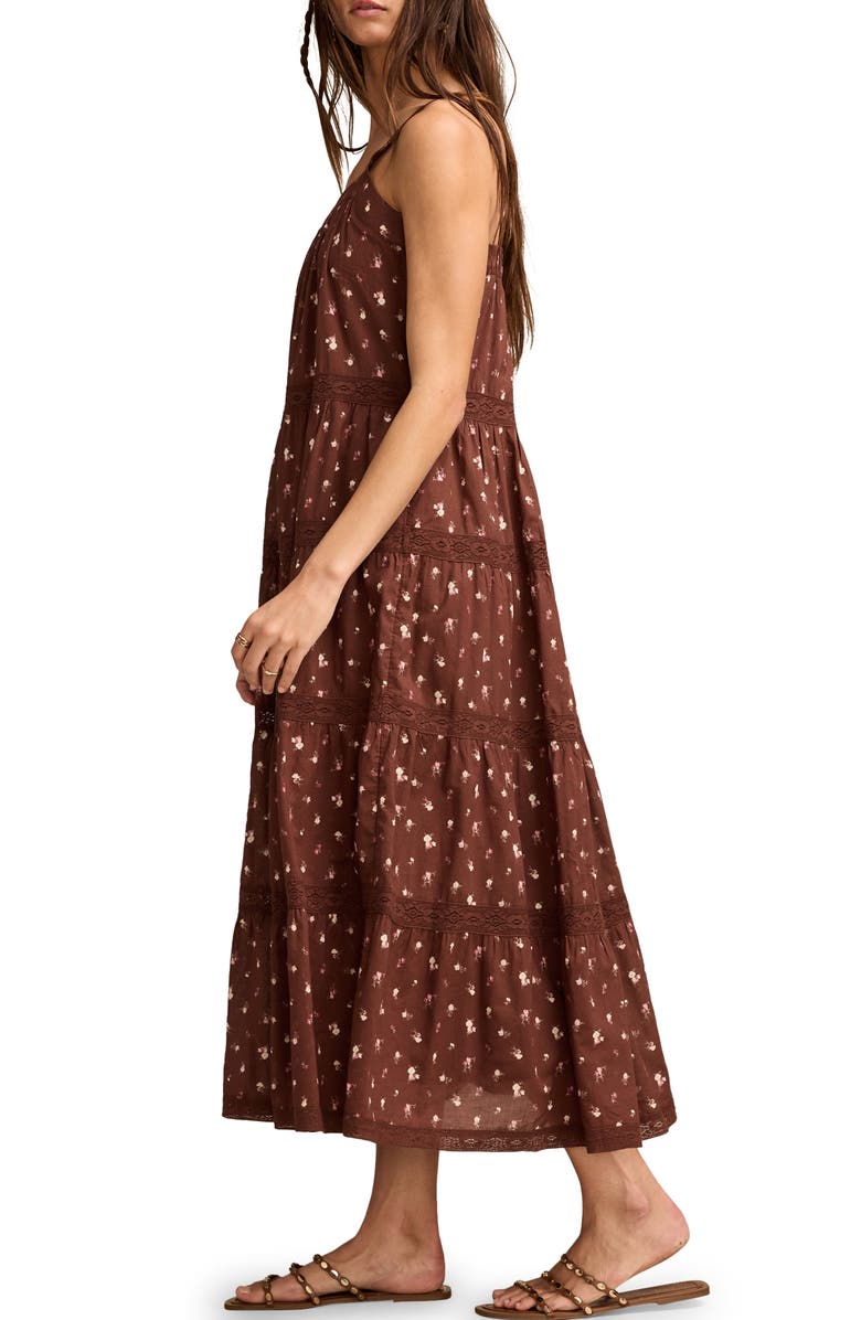 Lucky Brand Market Day Sleeveless Tiered Maxi Dress, Alternate, color, Chocolate Multi