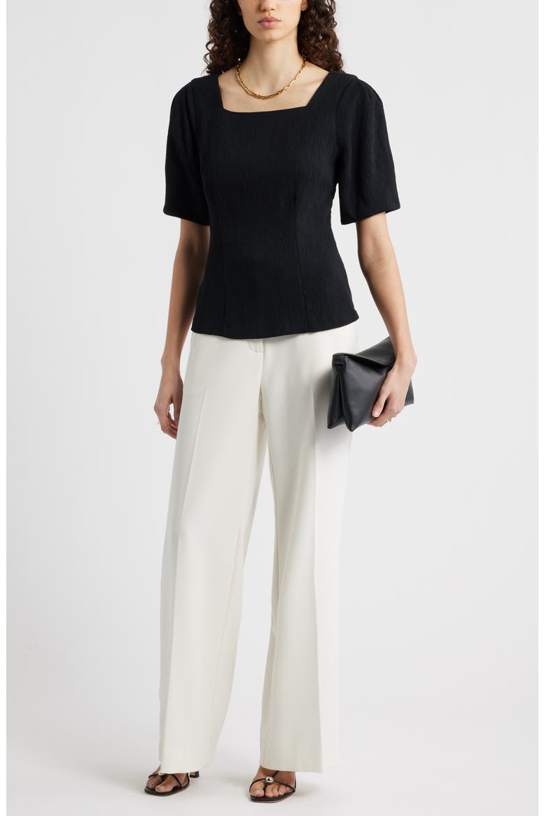 Texture Square Neck Top, Alternate, color, BLACK
