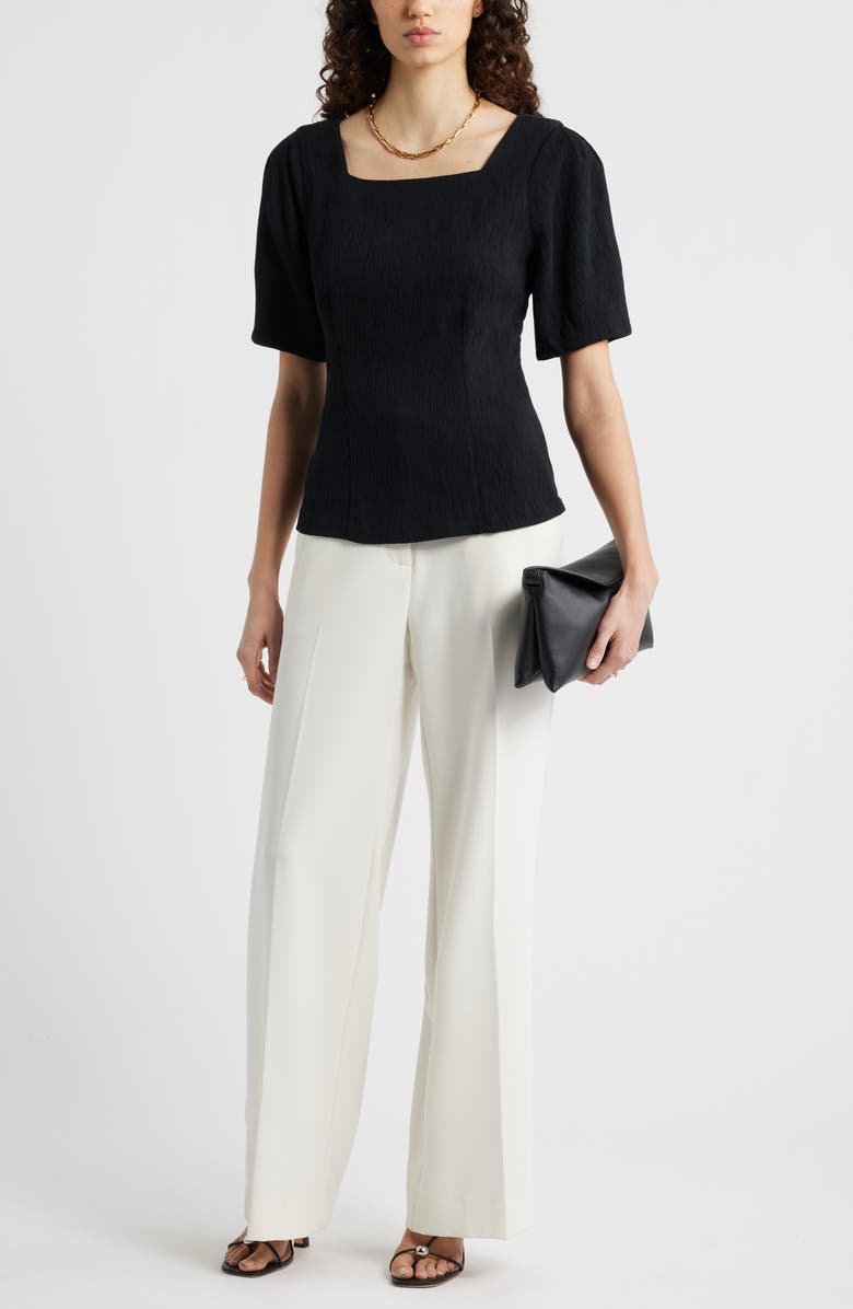 Nordstrom Texture Square Neck Top, Alternate, color, Black