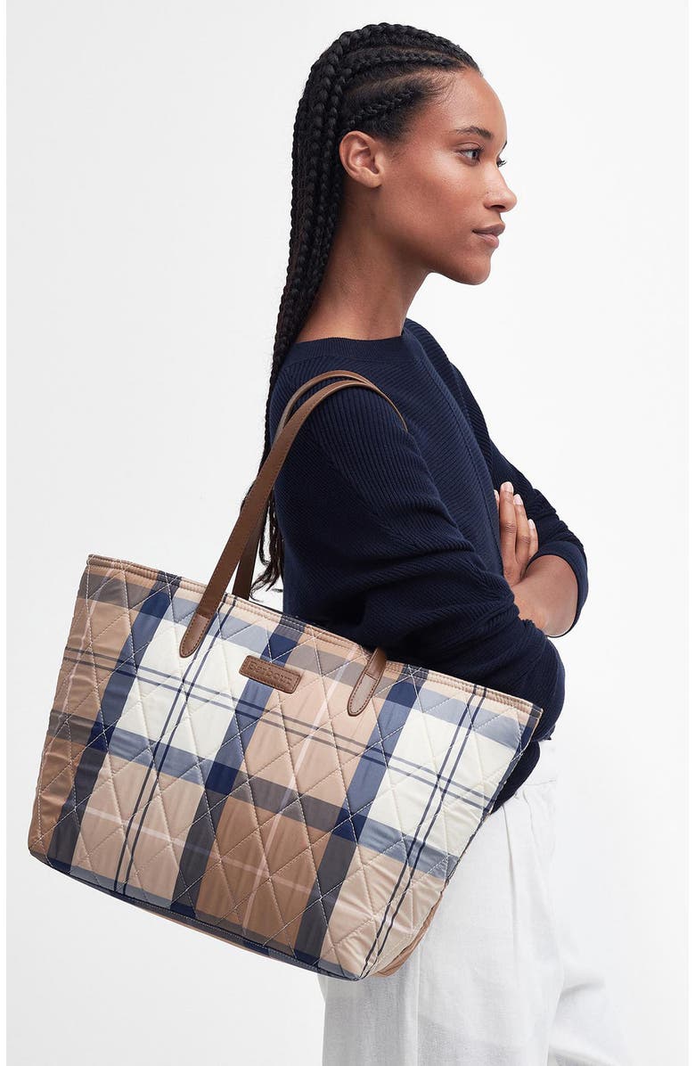Barbour Wetherman Quilted Tartan Tote, Alternate, color,
