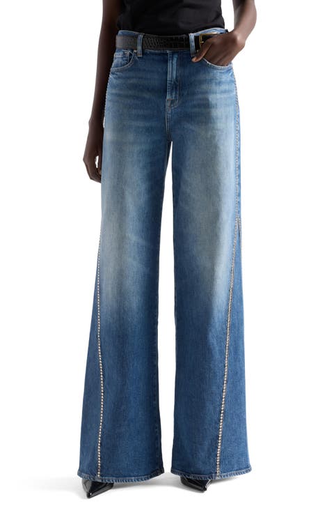 Lotta Studded High Waist Wide Leg Jeans