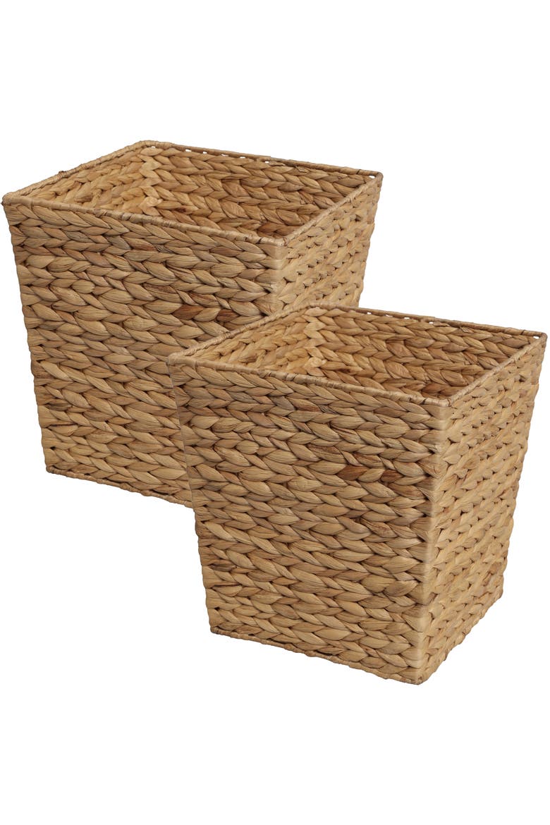 Handwoven Water Hyacinth 4.8-Gallon Tapered Square Wicker Watebasket, Main, color, Natural